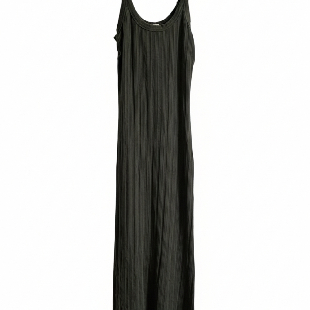 Vitamin A | Green Ribbed Organic Cotton Maxi Dress - S